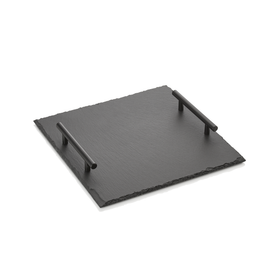 Platou din ardezie naturala cu manere, 30 x 30 cm