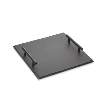 Platou din ardezie naturala cu manere, 30 x 30 cm