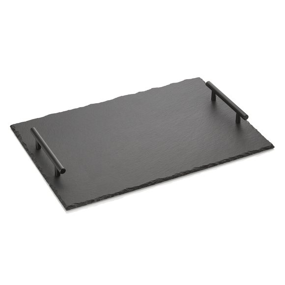 Platou din ardezie naturala cu manere, 40 x 30 cm