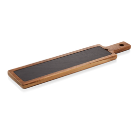 Platou de servire, 53 x 12,5 x 1,5 cm, lemn de salcam, ardezie