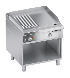 Plita fry top electrica 12 neted 12 striat, cu baza deschisa, 13 kW