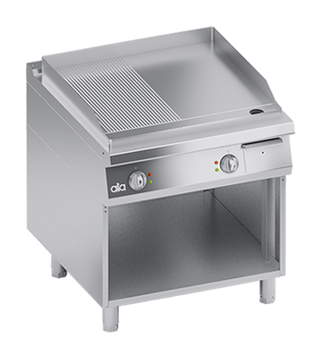 Plita fry top electrica 12 neted 12 striat, cu baza deschisa, 13 kW