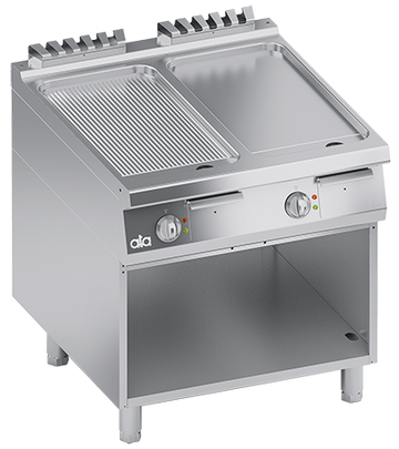Plita fry top electrica, suprafata de coacere din inox, 12 neted 12 striat, cu baza deschisa - PERFORMANCE LINE, 14 kW