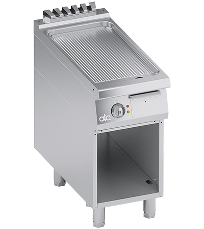 Plita fry top electrica, suprafata de coacere din inox, striat, cu baza deschisa - PERFORMANCE LINE, 7 kW