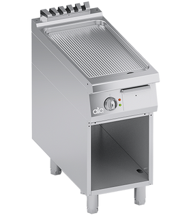 Plita fry top electrica, suprafata de coacere din inox, striat, cu baza deschisa - PERFORMANCE LINE, 7 kW