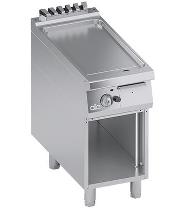 Plita fry top pe gaz, suprafata de coacere din inox,neted, cu baza deschisa - PERFORMANCE LINE, 9 kW