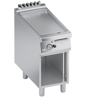 Plita fry top pe gaz, suprafata de coacere din inox,striat, cu baza deschisa - PERFORMANCE LINE, 9 kW