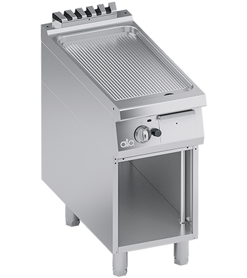 Plita fry top pe gaz, suprafata de coacere din inox,striat, cu baza deschisa - PERFORMANCE LINE, 9 kW