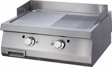 Plita fry top gaz, netedstriat, 70cm, plita otel, 14kW