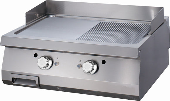 Plita fry top gaz, netedstriat, 70cm, plita otel, 14kW
