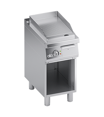 Plita fry-top electrica, striat, cu dulap deschis, 4.10 kW