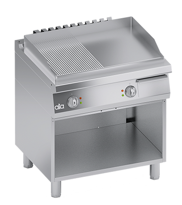 Plita fry-top pe electrica 12 neteda 12 striata cu dulap deschis, 8.20 kW