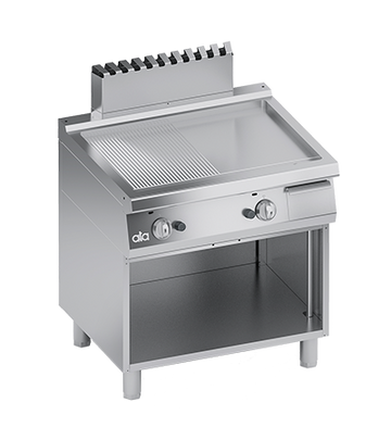 Plita fry-top pe gaz, 12 neted 12 striat, zona de coacere din inox, baza deschisa - PERFORMANCE LINE, 13.8 kW