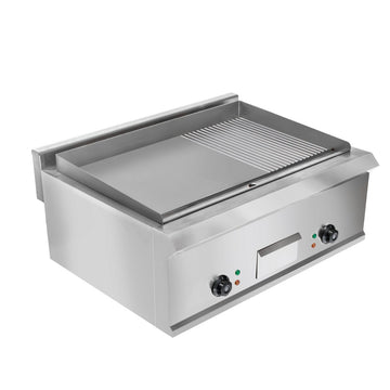Plita fry-top electrica, suprafata neteda striata cromata, 230V, 2x3 kW