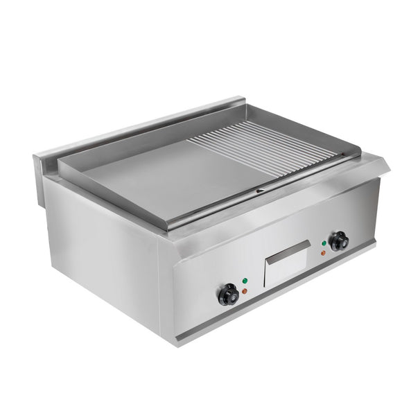 Plita fry-top electrica, suprafata neteda striata cromata, 230V, 2x3 kW