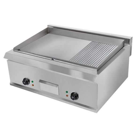 Plita fry-top electrica, suprafata neteda + striata cromata, 230V, 2x3 kW