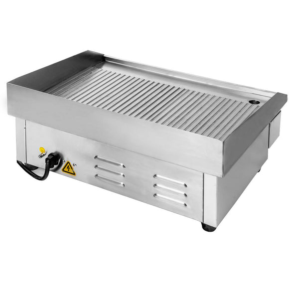 Plita fry-top electrica, suprafata striata cromata, 230V, 3 kW