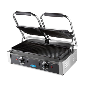 Presa panini grill dubla, 2x22 cm, plite striate, 1,8 kW