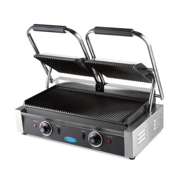 Presa panini grill dubla, 2x22 cm, plite striate, 1,8 kW
