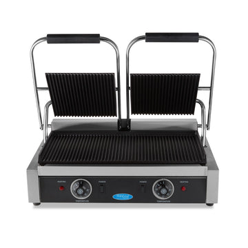 Presa panini grill dubla, 2x22 cm, plite striate, 1,8 kW