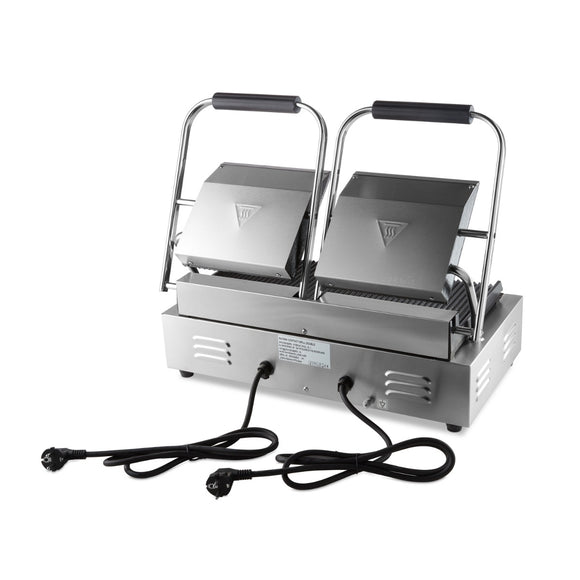 Presa panini grill dubla, 2x22 cm, plite striate, 1,8 kW