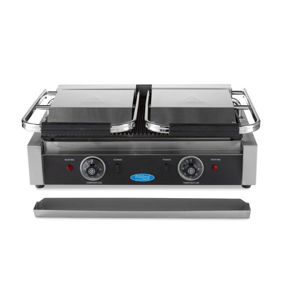 Presa panini grill dubla, 2x22 cm, plite striate, 1,8 kW