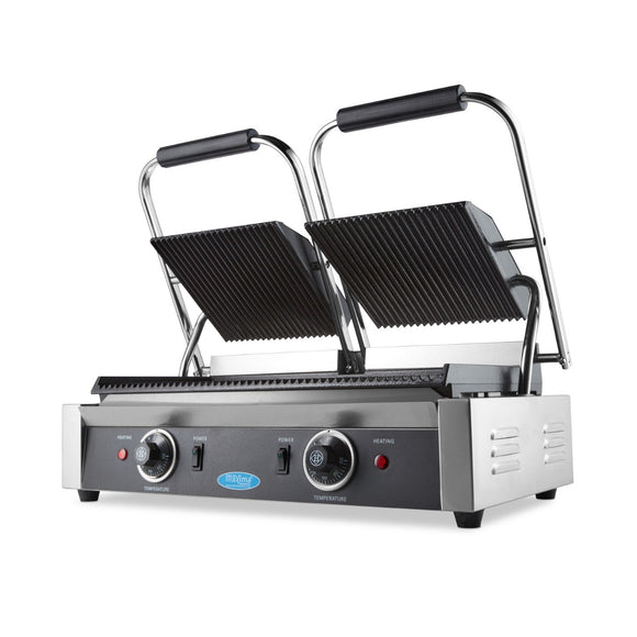 Presa panini grill dubla, 2x22 cm, plite striate, 1,8 kW