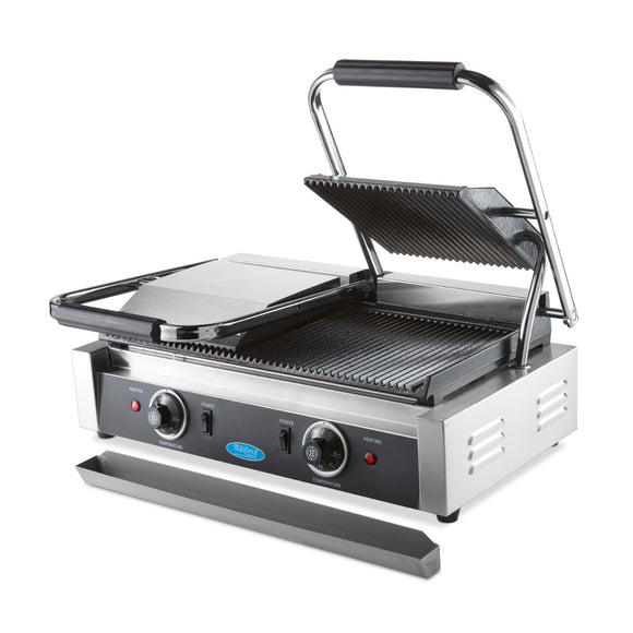 Presa panini grill dubla, 2x22 cm, plite striate, 1,8 kW
