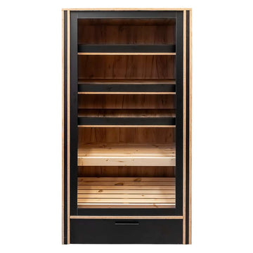 Raft pentru paine deschis 110x62xH204 cm, stejar kraft/negru, imagine 2