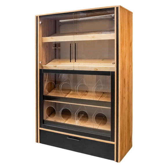 Raft pentru Mega M paine divizat vitrat H-204 cm L-136 cm G-62 cm stejar kraftnegru