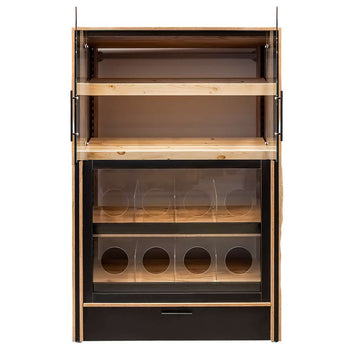 Raft pentru paine divizat cu geam 136x62xH204 cm, stejar kraft/negru, imagine 2
