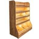 Raft pentru Mega M paine H-180 cm L-125 cm G-60 cm plexi iluminare LED d?b kraft Raft pentru paine T H180