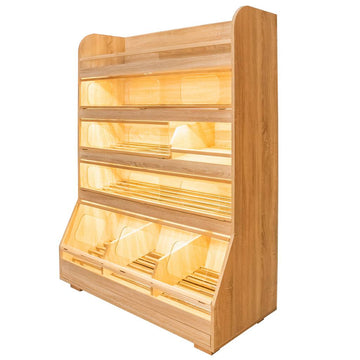 Raft pentru paine cu plexi si iluminare LED 125x60xH180 cm, stejar american, imagine 1