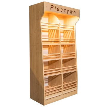 Raft pentru paine cu plexi si iluminare LED 100x50xH200 cm, stejar sonoma, imagine 2