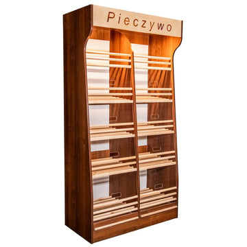 Raft pentru paine cu plexi si iluminare LED 100x50xH200 cm, nuc ecco, imagine 2