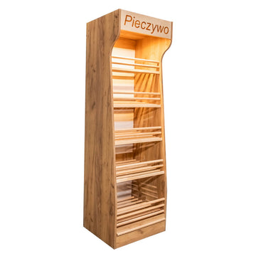 Raft pentru paine cu plexi si iluminare LED 60x50xH200 cm, stejar kraft, imagine 2