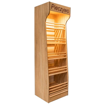 Raft pentru paine cu plexi si iluminare LED 60x50xH200 cm, stejar sonoma, imagine 2