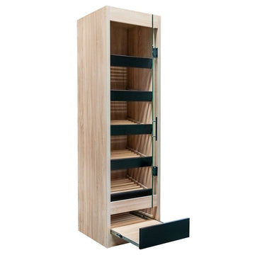 Raft pentru paine cu vitrina 60x58xH205 cm, stejar sonoma/negru, imagine 2