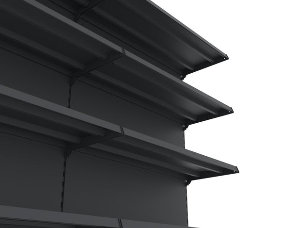 Raft metalic de perete pentru magazin Mega-M Merkury II, modul de extensie, H-210 cm, L-101,5 cm, grafit