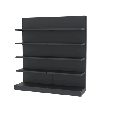 Raft metalic de perete pentru magazin Mega-M Merkury II, set, H-210 cm, L-203 cm, grafit
