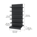 Raft metalic gondola pentru magazin Mega-M Merkury II, bifacial, modul de extensie, H-210 cm, L-101,5 cm, grafit-6