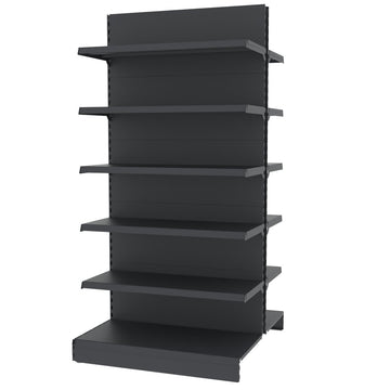 Raft metalic gondola pentru magazin Mega-M Merkury II, bifacial, modul de extensie, H-210 cm, L-101,5 cm, grafit - 0