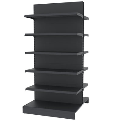 Raft metalic gondola pentru magazin Mega-M Merkury II, bifacial, modul de extensie, H-210 cm, L-101,5 cm, grafit - 0