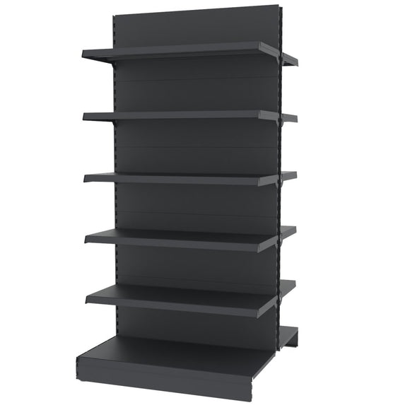 Raft metalic gondola pentru magazin Mega-M Merkury II, bifacial, modul de extensie, H-210 cm, L-101,5 cm, grafit