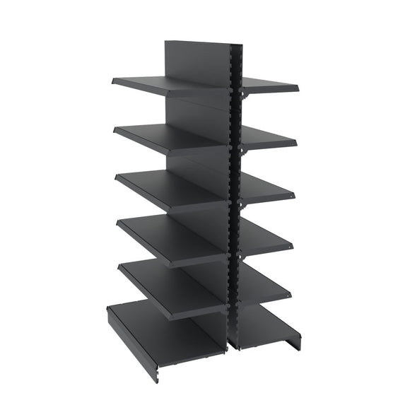 Raft metalic gondola pentru magazin Mega-M Merkury II, bifacial, modul de extensie, H-210 cm, L-101,5 cm, grafit