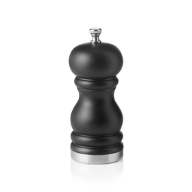 Rasnita de piper cu mecanism ceramic CLASSIC MILL TRIM, inaltime 11 cm, negru mat, otel inoxidabil, ceramica, lemn