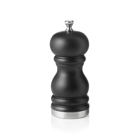 Rasnita de piper cu mecanism ceramic CLASSIC MILL TRIM, inaltime 11 cm, negru mat, otel inoxidabil, ceramica, lemn