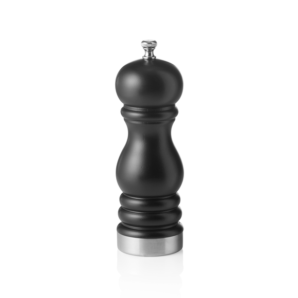 Rasnita de piper cu mecanism ceramic CLASSIC MILL TRIM, inaltime 15 cm, negru mat, otel inoxidabil, ceramica, lemn