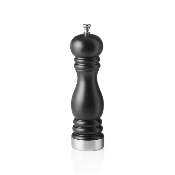 Rasnita de piper cu mecanism ceramic CLASSIC MILL TRIM, inaltime 20 cm, negru mat, otel inoxidabil, ceramica, lemn