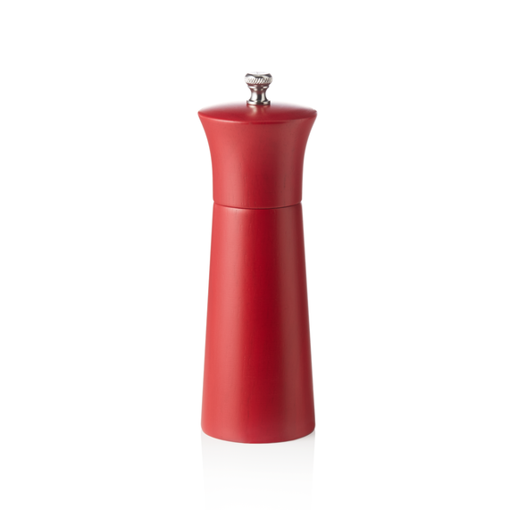 Rasnita de piper cu mecanism ceramic NOVEL MILL, inaltime 15 cm, rosu mat, ceramica, lemn